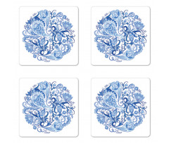 Paisley Circle in Blue Coaster Set Of Four