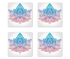 Tribal Boho Lotus Flower Coaster Set Of Four