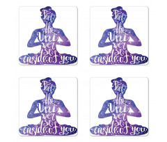 Female Silhouette Words Coaster Set Of Four