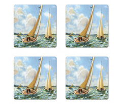 Sailing Wavy Sea Coaster Set Of Four