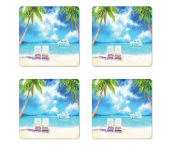 Exotic Beach Palms Coaster Set Of Four