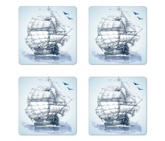 Old Ship at Sea Coaster Set Of Four