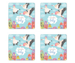 Cartoon Storks Coaster Set Of Four