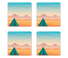 Travel Tent Mountains Coaster Set Of Four