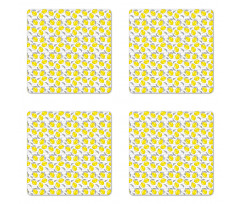 Sketched Lemon Pattern Coaster Set Of Four