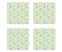 Scribbled Lemon Design Coaster Set Of Four