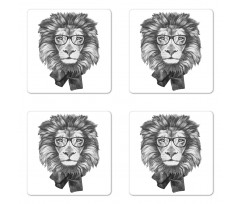 Hipster Animal in Glasses Coaster Set Of Four