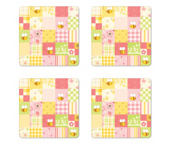 Floral and Geometric Tiles Coaster Set Of Four