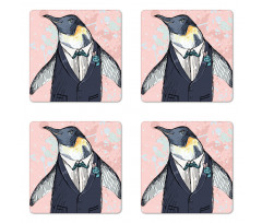 Funny Gentleman Penguin Coaster Set Of Four