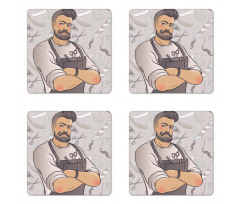 Muscular Barber Man Coaster Set Of Four