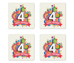 4 Years Old Colorful Coaster Set Of Four