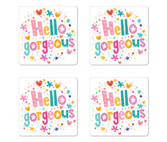 Girl Theme Words Coaster Set Of Four