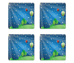 Cartoon Balloons Stars Coaster Set Of Four