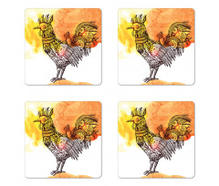 Mechanical Rooster Coaster Set Of Four