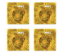 Factory Heart Image Coaster Set Of Four