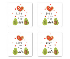 Valentine Fruit Couple Coaster Set Of Four