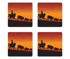 Silhouette Farm Cow Herd Coaster Set Of Four