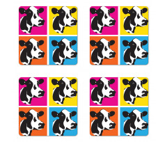 Pop Art Cow Heads Image Coaster Set Of Four