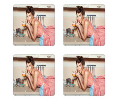 Girl Eating a Cake Coaster Set Of Four