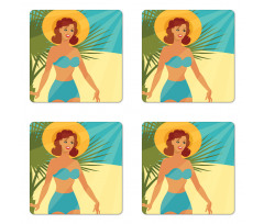 1950s Style Bikini Coaster Set Of Four