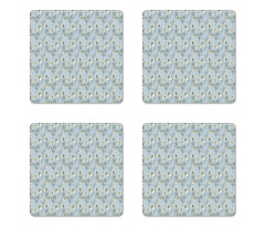 Floral Doodle Silhouette Coaster Set Of Four