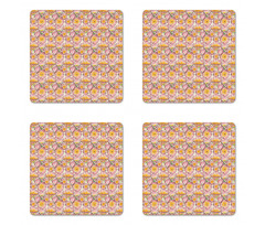 Retro Doodle Flowers Coaster Set Of Four