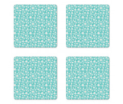 Cartoon Petals on Grid Coaster Set Of Four