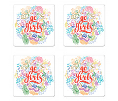 Go Girls Lettering Art Coaster Set Of Four