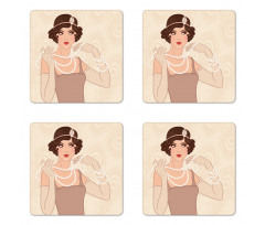 Brunette Flapper Coaster Set Of Four