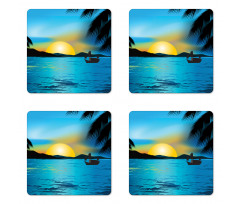 Calm Sunrise Fishing Boat Coaster Set Of Four