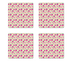 Pink Shade Fruits Coaster Set Of Four