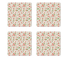 Doodle Flower Branch Coaster Set Of Four