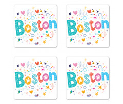 Doodle Hand Drawn Coaster Set Of Four