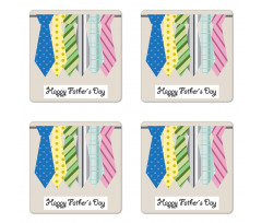 Colorful Dad Ties Theme Coaster Set Of Four