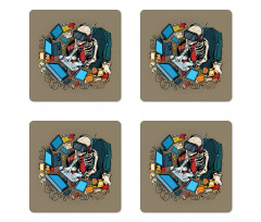 Skeleton in Virtual Reality Coaster Set Of Four