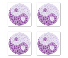 Graphic Yin Yang Tile Coaster Set Of Four