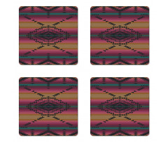 Colorful Stripes Triangles Coaster Set Of Four