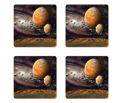 Universe Space Planets Coaster Set Of Four