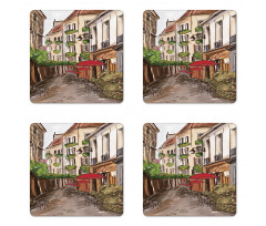 Romantic Patio Scene Sketch Coaster Set Of Four