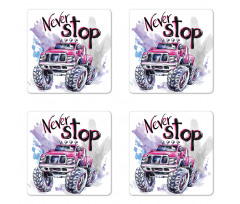 Never Stop Words Coaster Set Of Four