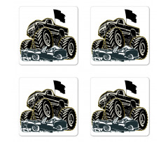 Rubber Tyre Car Coaster Set Of Four