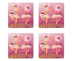 Colorful Dancers Perform Coaster Set Of Four