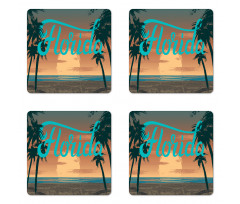 Grunge Sunset Coastline Coaster Set Of Four