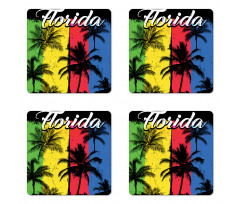 Grunge Palms Colorful Coaster Set Of Four