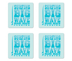 Surfing Big Wave Miami Coaster Set Of Four