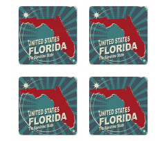 Retro Old City Map USA Coaster Set Of Four