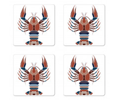 Abstract Crayfish Print Coaster Set Of Four