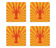 Aquatic Animal Lines Coaster Set Of Four