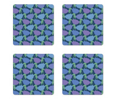 Tree Peony Stem Leaves Coaster Set Of Four