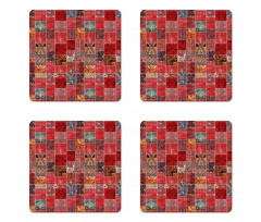 Ethnic Ornamental Squares Coaster Set Of Four